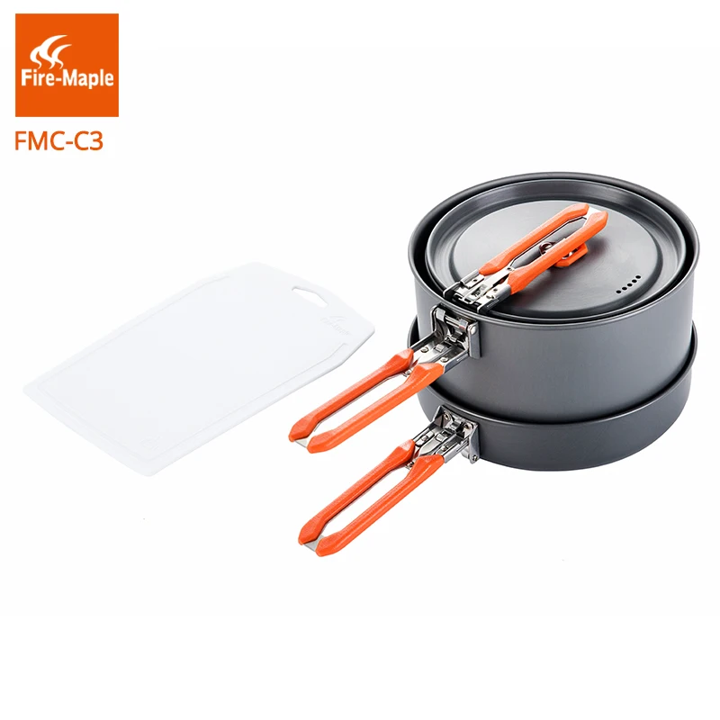 Fuego de arce fiesta Chef al aire libre utensilios de cocina Camping mochila cocina Picnic 2 Pots 1 sartén 1 tablero plegable con FMC-FC3