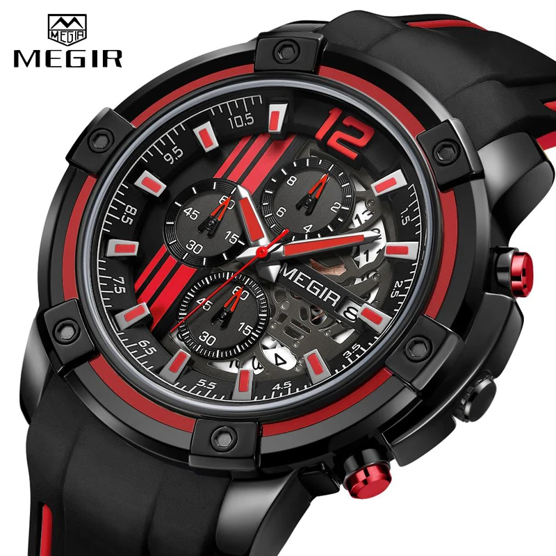 

Relojes 2020 MEGIR Watch Men Luxury Chronograph Silicone Waterproof Sport Military Mens Watches Analog Quartz Relogio Masculino