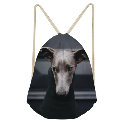 THIKIN Designs 3D животное собака темно-серая итальянская борзая печатная школьная сумка для девочек на шнурке маленькие женские сумки крутые пляжные сумки - Цвет: As Picture