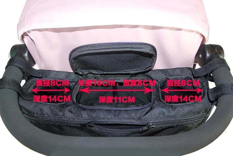 

Baby Stroller Accessories Milk Bottle Thermal Insulation Storage Bag Multi Pockets Zipper Stroller Organizer Hanging Bag