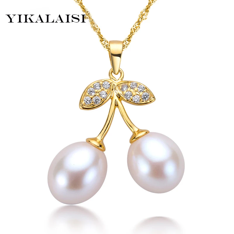 

YIKALAISI 2017 100% Natural pearl pendant necklace for women white pearl pendant silver jewelry Best gift top quality for women