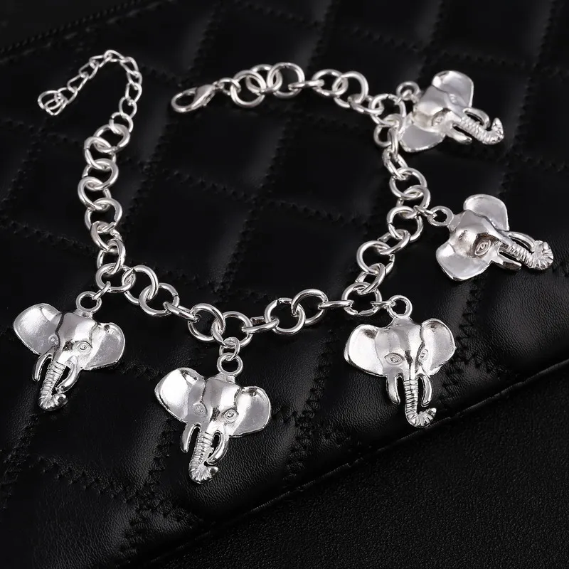 

Hot Sale Fashion Adjustable Size Plated Silver Jewelry Elephant Bracelet Bangle For Women Girls Children Christmas Bijoux Gift