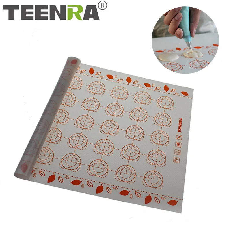 

TEENRA 1Pcs 40x30cm Marcaron Silicone Baking Mat Non-stick Silicone Baking Sheet Large Rolling Mat Baking Liners Pastry Tools