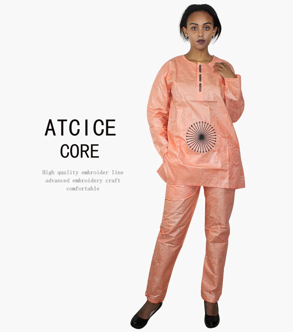 Африканские платья для женщин Базен riche вышивка дизайн платье топ с брюками LC067