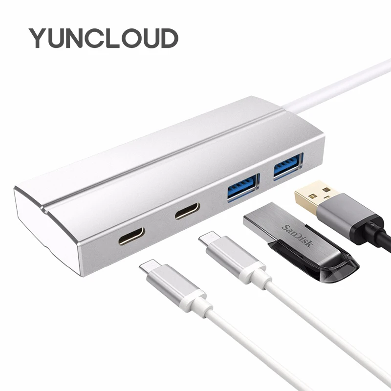 YUNCLOUD USB hub Тип-C 3 1 концентратор с 4 Порты usb и разъёмы Gen2 Тип C зарядка PD супер