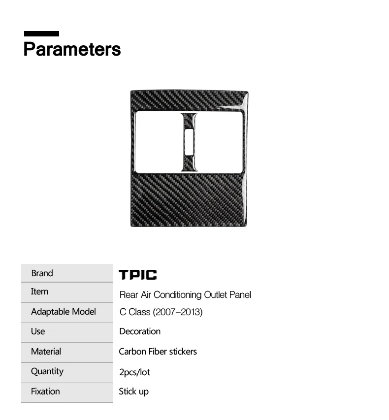 TPIC успешно для mercedes w204 C класса интерьер автомобиля литья углеродного волокна сзади Кондиционер Vent крышка отделка воздуха на выходе Декор наклейки