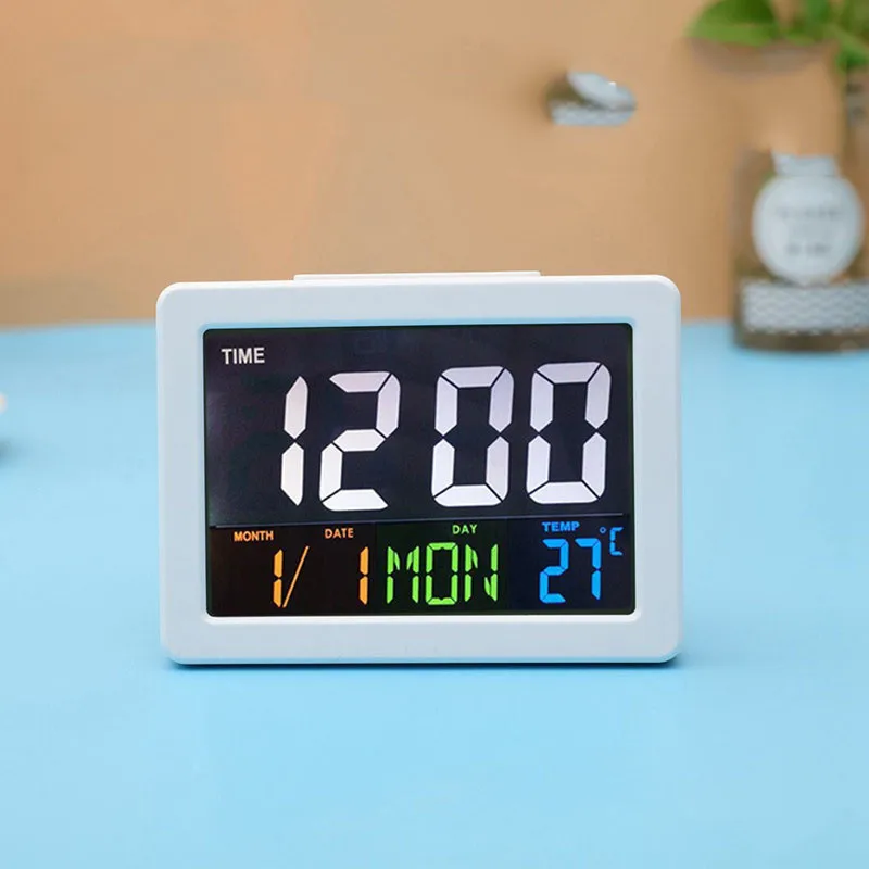 

Digital Alarm Clock Large Screen with Temperature Reproduction Date, AAA or External Power Supply Alarm Clock Electronic Gadgets