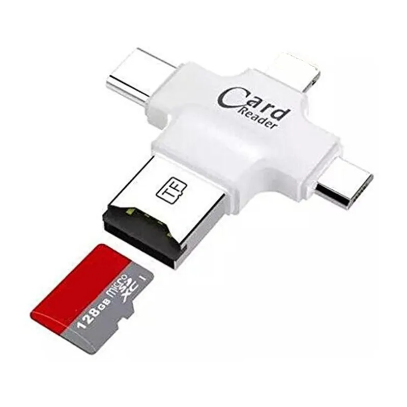 4 in 1 Micro/Type C/8pin SD Card Reader USB Connector OTG HUB Adapter