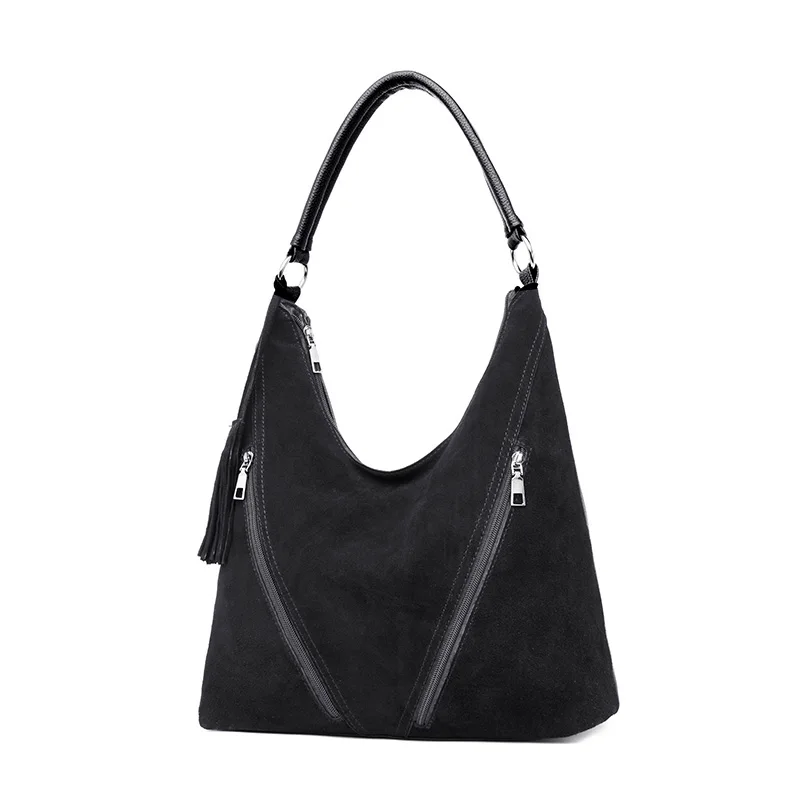 Женская сумка, брендовые сумки из замши, высокое качество, сумка-мессенджер, женская модная роскошная сумка через плечо, женская сумка с кисточками, новинка - Цвет: black