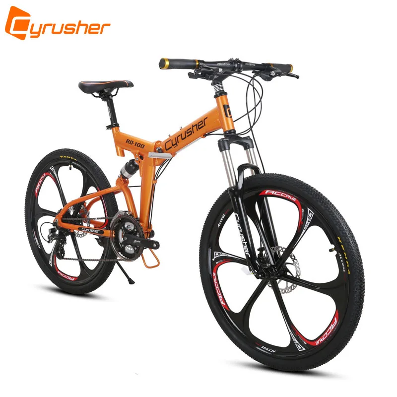 Sale Cyrusher RD100 Folding Mountain Bike Full Suspension frame road Bicycle 24 Speeds 26X17 Inch Double Disc Brakes MTB bike 22 Sale Cyrusher RD100 Folding Mountain Bike Full Suspension frame road Bicycle 24 Speeds 26X17 Inch Double Disc Brakes MTB bike 22