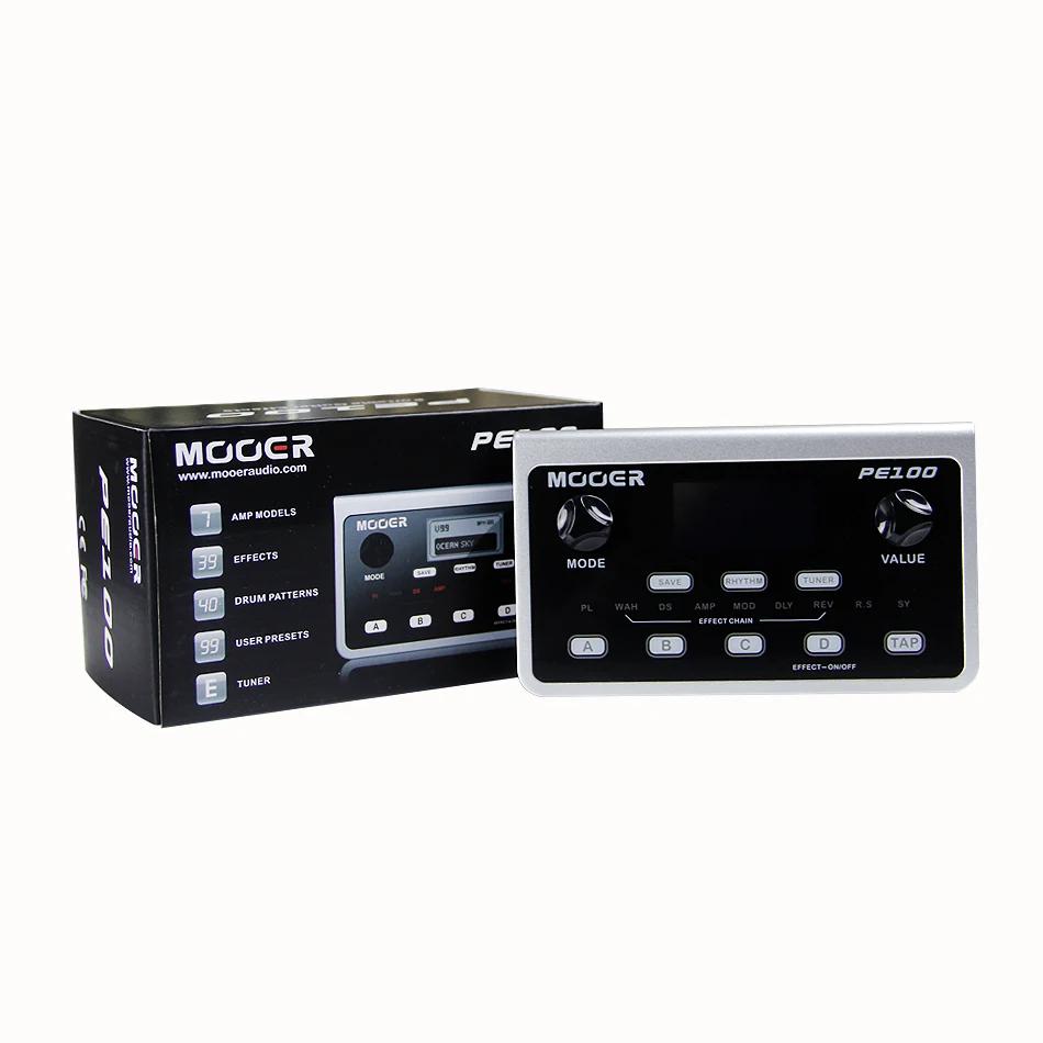MOOER PE100 портативный процессор для гитары с педалью мультиэффектов ЖК дисплей