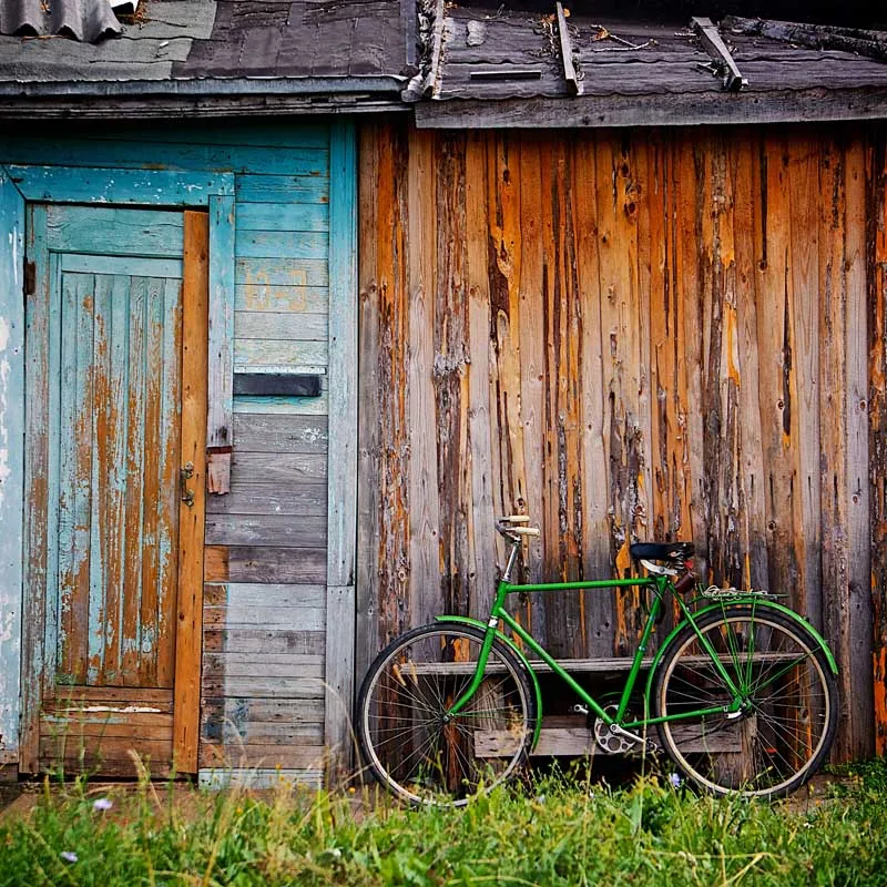 

Grunge wooden house photo props wrinkle free fleece photography backdrop for studio photography backgrounds F-1554-A