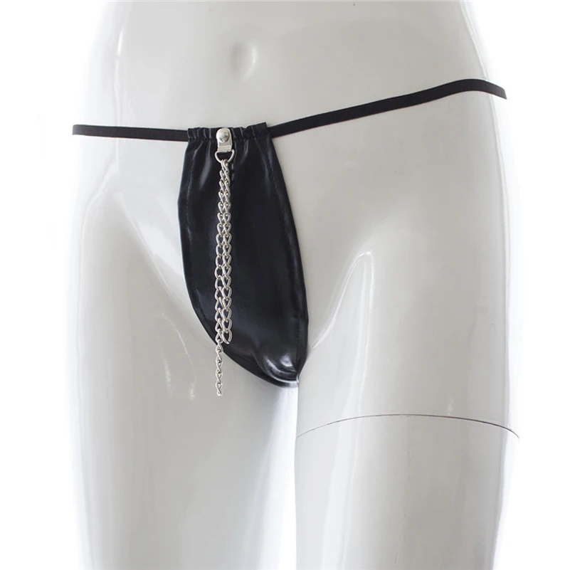 Leather Chastity font b Pants b font Underwear BDSM Bondage steel chain Sex Toys for Woman