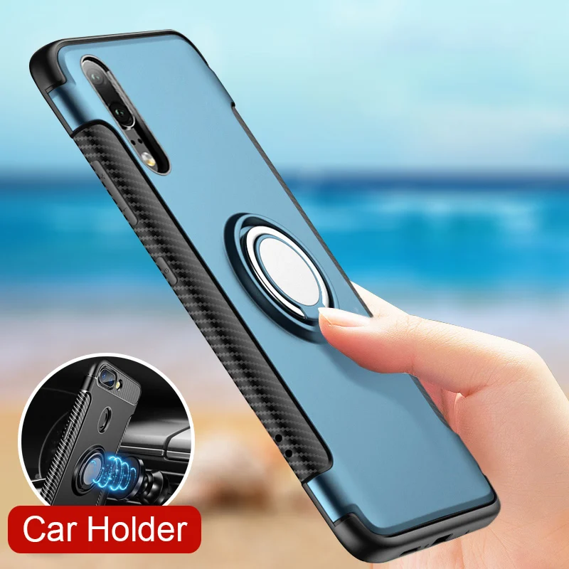 

Luxury Phone Case For Huawei P20 Pro P10 Lite P20 Lite P Smart Plus Coque Ring Holder Silicone Cover For Huawei P9 P10 Plus Case