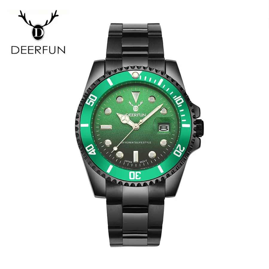 

Herrenuhr 2019 New Luxury Brand 10 Colors Quartz Men Watch GMT Waterproof Black Full Steel Strap Quartz Wristwatches
