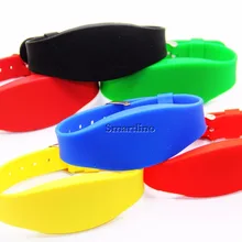 100 шт./лот обычай печать Водонепроницаемый ISO14443A 13,56 МГц F08 силиконовый браслет для радиочастотной идентификации тег для доступа Управление