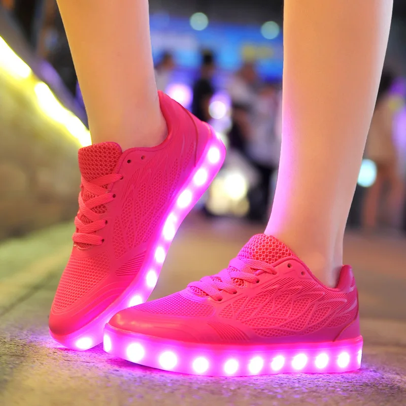 

Fashion Led Shoes for Women Cut Breathable Led Lighting-up Sneaker Candy Colors Shoe for Girls Summer Sneaker for Children
