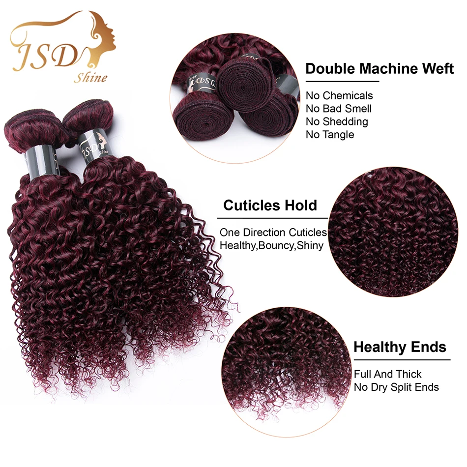 JSDShine Bold Red 99J Brazilian Hair Weave Bundles With Closure Burgundy Kinky Curly Human Hair Bundles With Closure Non-Remy JSDShine Bold Red 99J Brazilian Hair Weave Bundles With Closure Burgundy Kinky Curly Human Hair Bundles With Closure Non-Remy