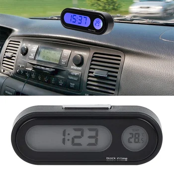 

2 in 1 Mini Auto Digital Clock Automobile Watch Automotive Car Thermometer Hygrometer Decorative Ornament Clock In Car-Styling