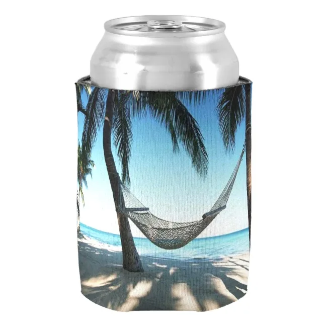 Beach Can Cooler Neoprene Beer Can Cooler Holder Tropical Palm Trees