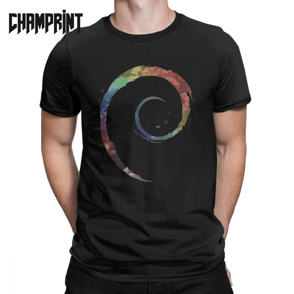 

Colorful Debian T Shirts Men's Cotton Vintage T-Shirts Crew Neck Linux Operating System Ubuntu Tees Short Sleeve Tops Party