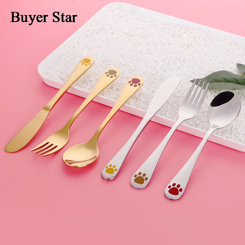 

1pcs Child Dishes Spoon Fork Knife Set Utensils Stainless Steel Baby Kids Learning Eating Habit Children Tableware Flatware