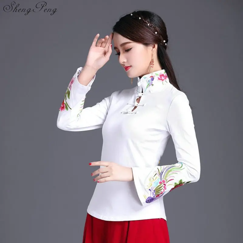 Lady Retro Chinese Style Hanfu Tops Traditional Elegant Women Blouse Fashion Oriental Clothing Cotton Print Zen Tea Shirts G144