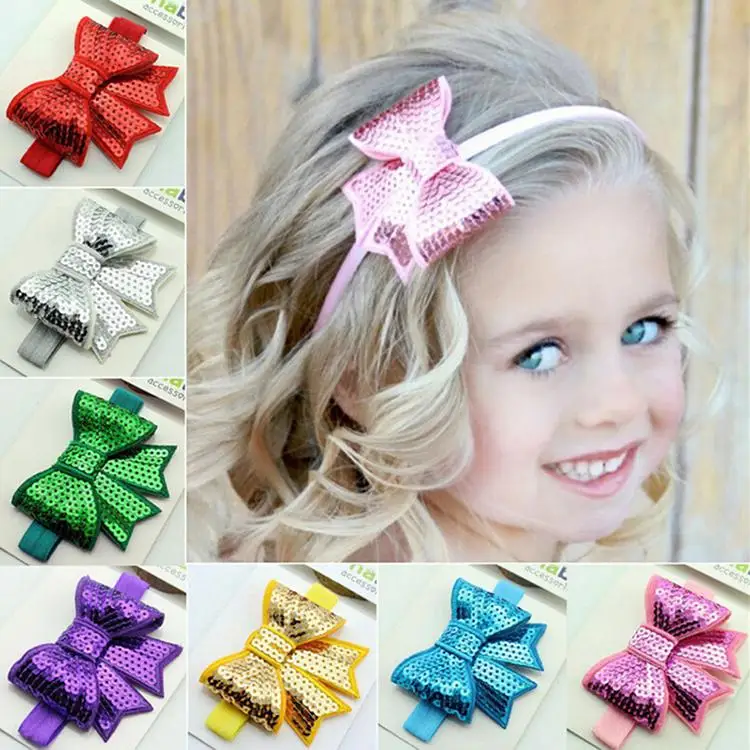 New Sequin Bowknot for Headband Hair Band Bow Accessory Headwear Girls Hair Accessories