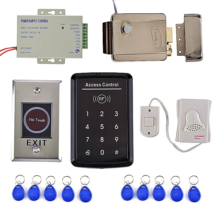 

Safety Electric Door Lock+125khz RFID Card Touch Button Keypad Door Access Control Kit