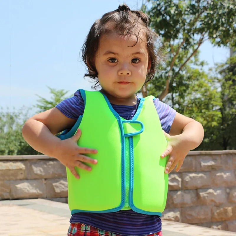 Kids Life Vest Swim Buoyancy Vest Solid Color Drifting Snorkeling Floating Suit Child Life Jacket Swimming Pool Accessories Q