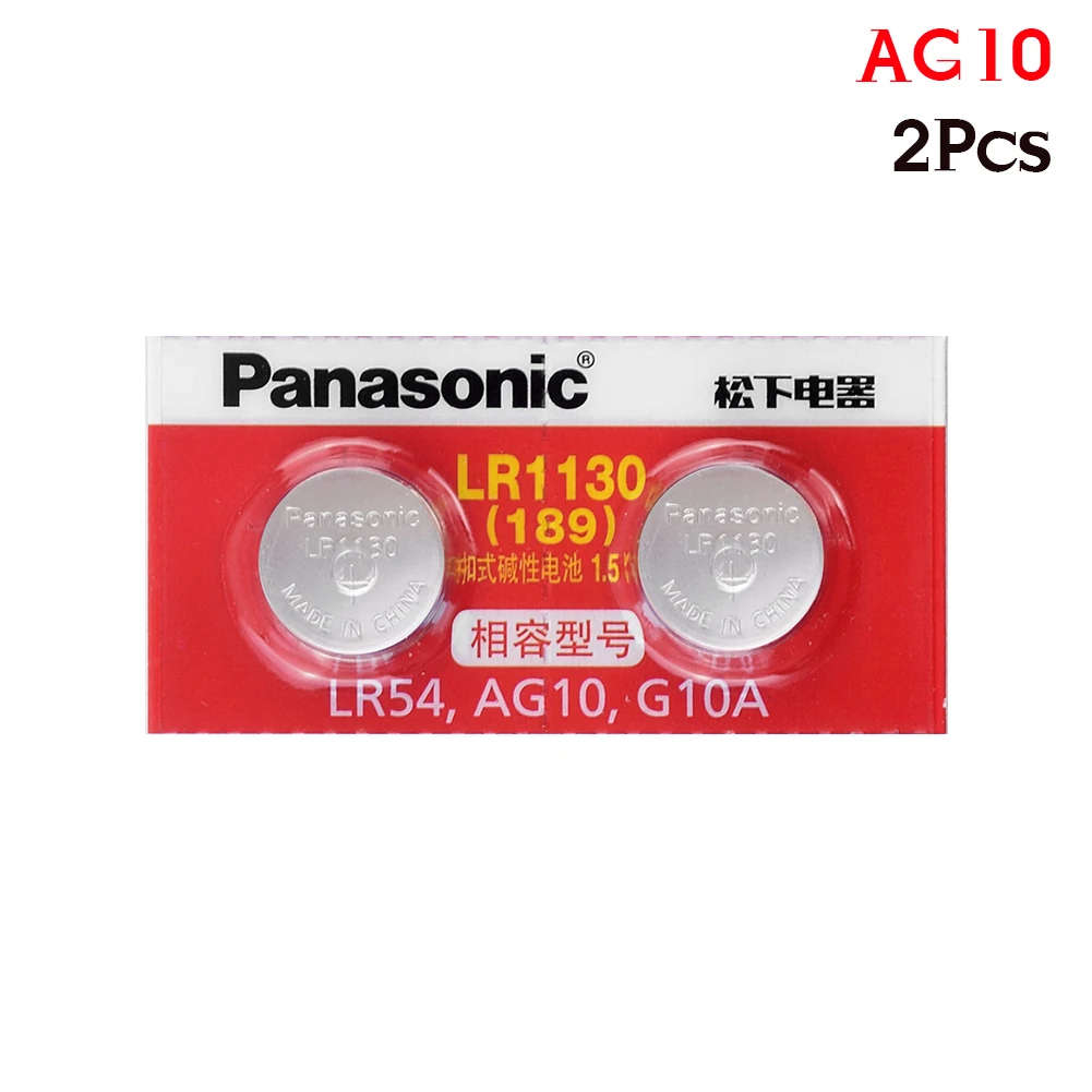 Panasonic 2 шт./лот 1,5 V AG10 Батарея сотовый LR1130 Щелочная батарейка-кнопка AG10 389 LR54 SR54 SR1130W 189 LR1130