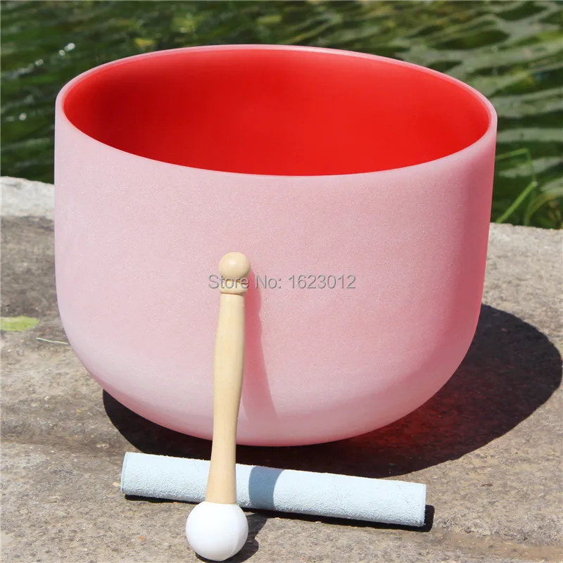 

12'' Frosted C# Adrenals Chakra Red Color Quartz Crystal Singing Bowl free suede mallet and O-ring