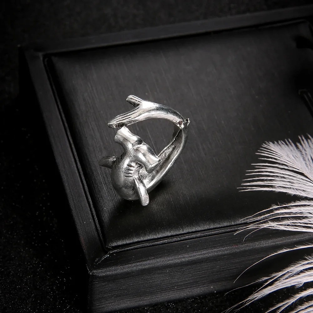 8Seasons New Creative Animals Shark Rings For Women Silver Color Fashion Adjustable Opening Metal Ring Punk Style Party Jewelry