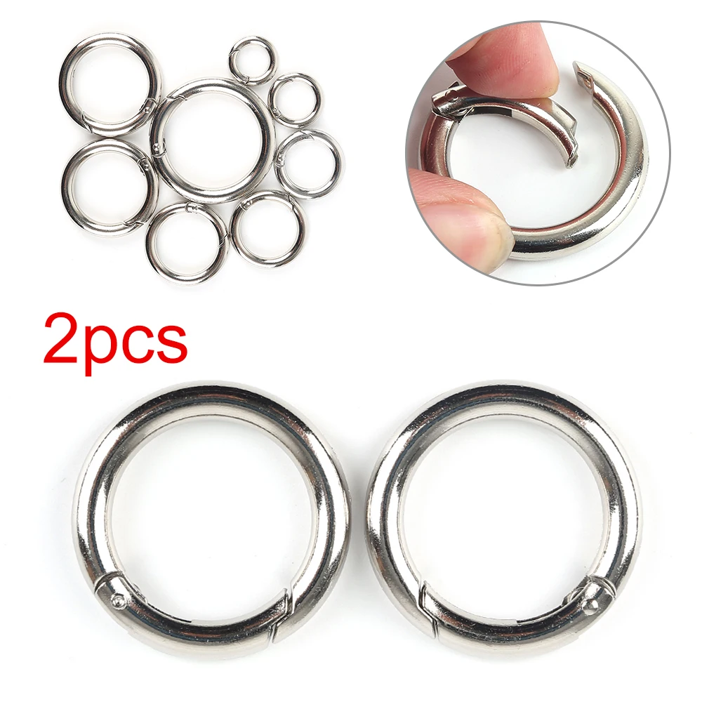 

2Pcs Zinc Alloy Plated Gate Spring O-Ring Buckles Clips Carabiner Purses Handbags Round Push Trigger Snap Hooks Carabiner