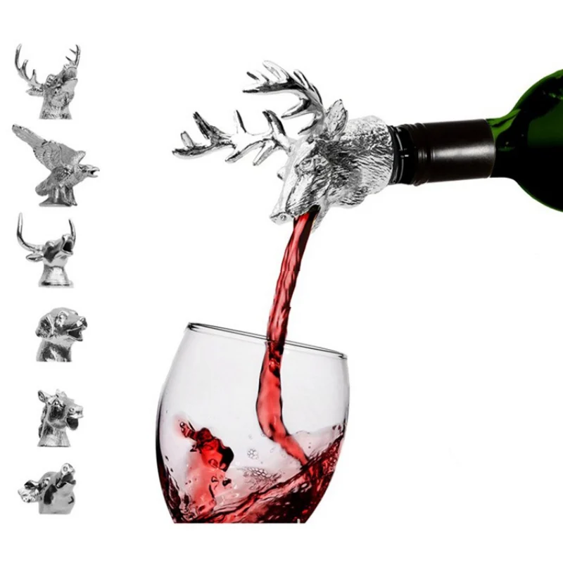 Нержавеющая сталь в виде оленя голова вино Pourer Оригинальное вино пробка для бутылки аэраторы для вина Бар инструменты