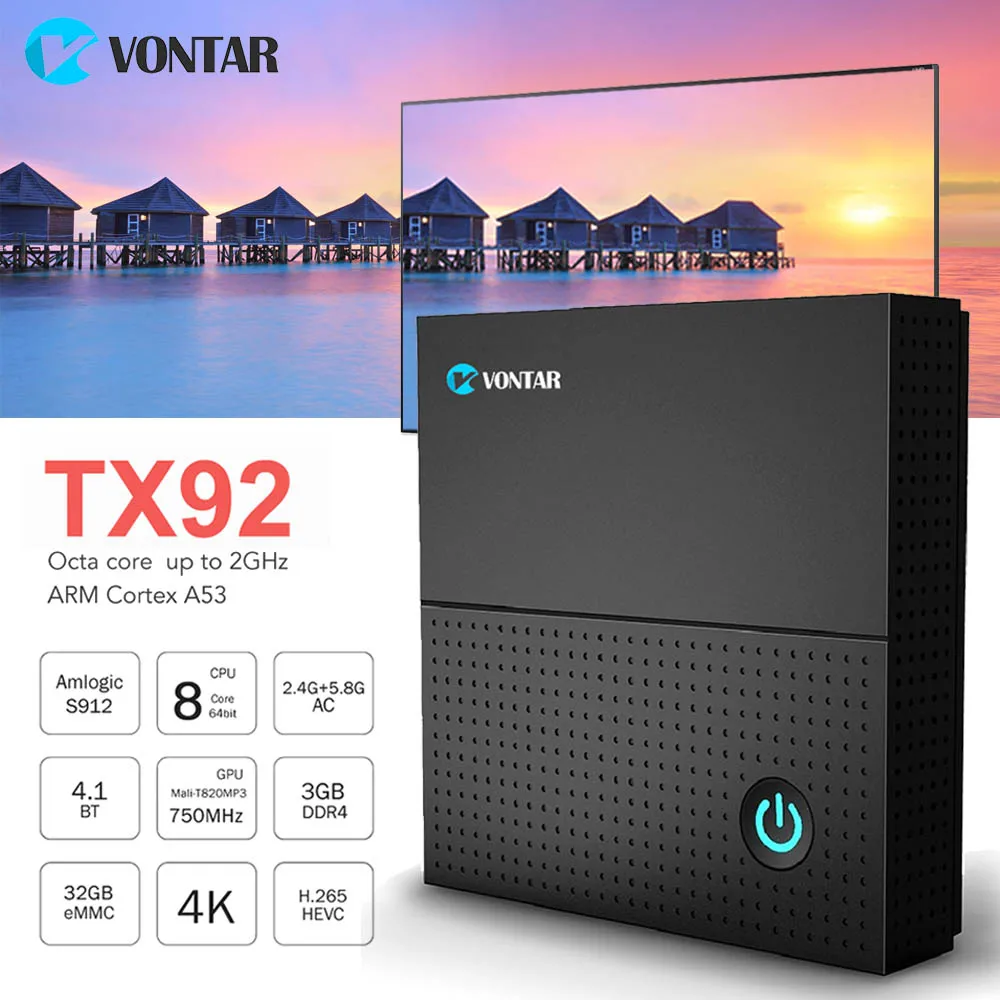 

Vontar TX92 Amlogic S912 Android 7.1 TV Box Octa Core 3GB64GB 3G/32G Support MAG 250 Stalker IP TV 1000M LAN Dual Wifi
