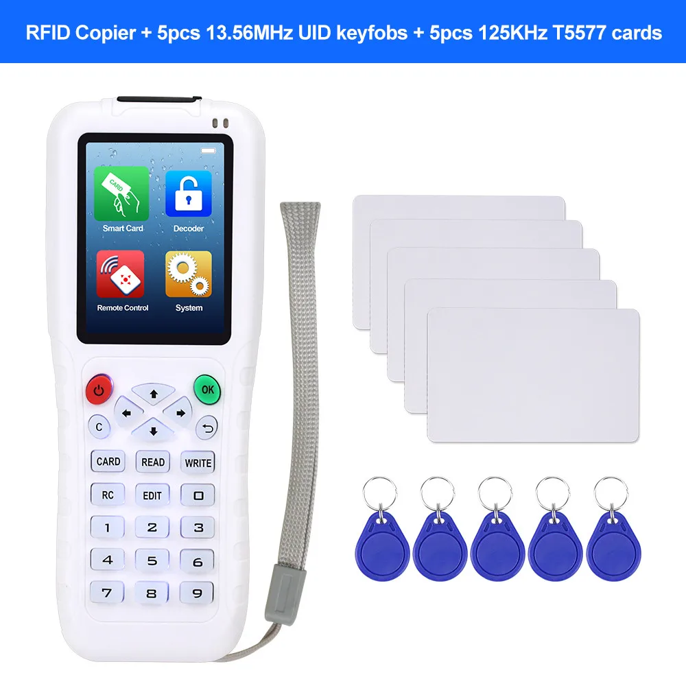 RFID Copier NFC Card Reader Writer Duplicator Cloner 125KHz 13.56 rfid Key fob Programmer T5577 UID Rewritable Key Cards USB - Цвет: Copier with key card