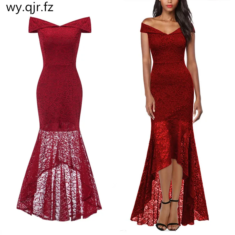 OML533J#Fishtail wine red lace evening Dresses long Blue pink Christmas party dress prom gown women's fashion wholesale Clothing OML533J#Fishtail wine red lace evening Dresses long Blue pink Christmas party dress prom gown women's fashion wholesale Clothing