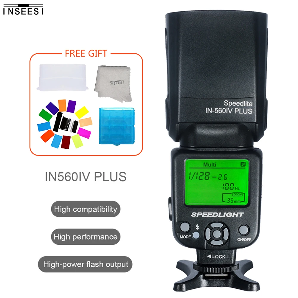INSEESI камера Вспышка Speedlite IN560IV IN 560IV Plus ЖК дисплей для Nikon D7000 D300s D5100 D5200 D3200 D90 D80 DSLR