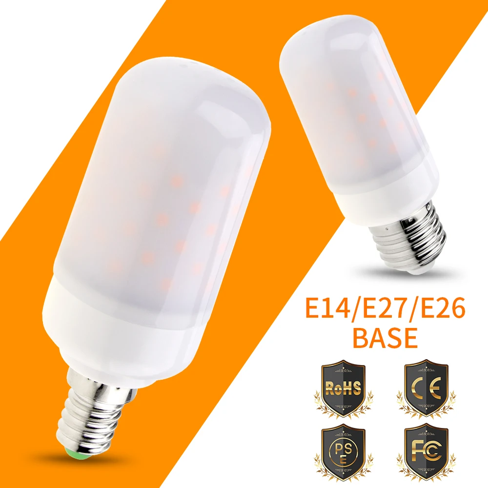 

E27 LED Flame Lamp Fire Effect Light Bulb E14 Flame Bulb LED Lamp Fire E26 220V Christmas Decoration Light 63leds Corn Lamp 2835