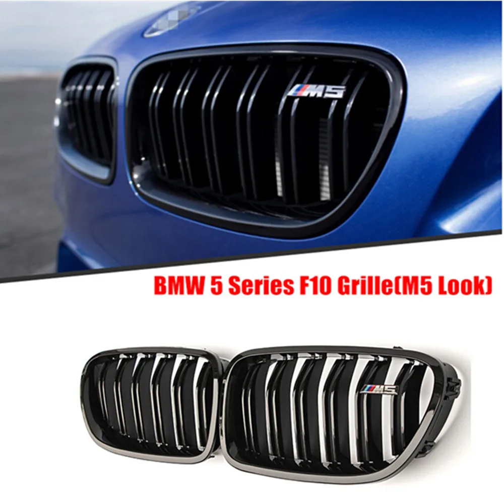Best F10 M5 look gloss black front kidne grille mesh grid for BMW5 series 520i 525i 528i 530i 535i car styling racing grill 535i