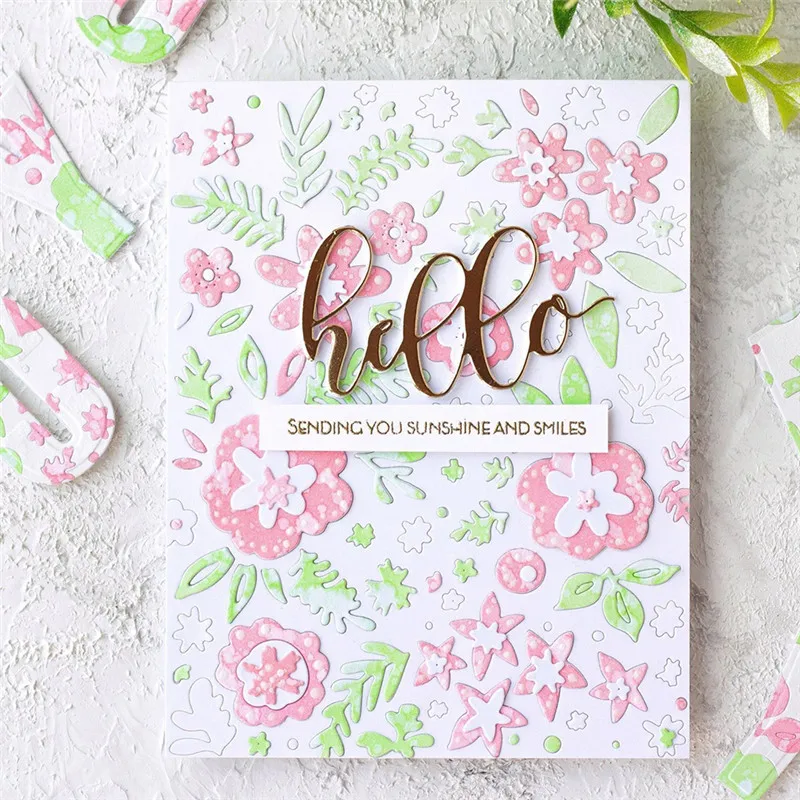 

DiyArts Spring Shower Dies Flowers Frame Metal Cutting Dies Blossom Background Embossing Paper Cards Making Decorative Crafts