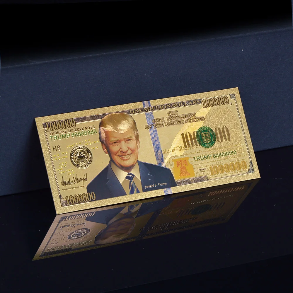 WR Золотая банкнота Дональд Трамп 45-й президент Американской золотой фольги Банкнота с подставкой коллекция Продвижение подарок домашний декор