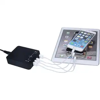 USB Charger Station 6 Ports 5V/9V/12V Quick Charge QC 3.0+Type C USB Hub Power Adapter w/USB-C cable for iPhone Samsung Huawei