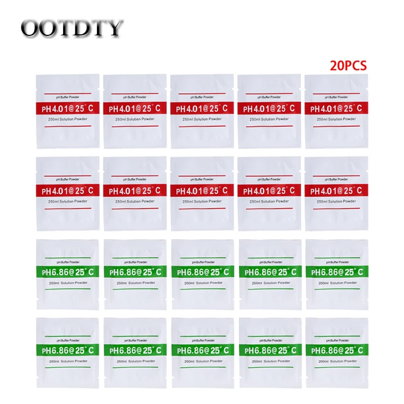 

OOTDTY 20 Pcs Change adjustment PH Buffer Solution Powder PH For Test Meter Measure Calibration 4.01 6.86 Calibrate the pH