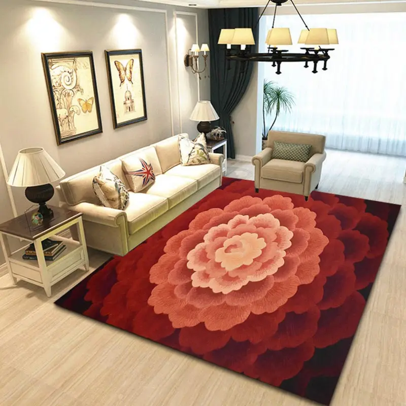 

ALITEXTILEBTOC Plus Size Red Carpet 100% Wool Rectangle Parlor Comfortable Carpet For Home Parlor Hand Carved Floral Tapis Salon
