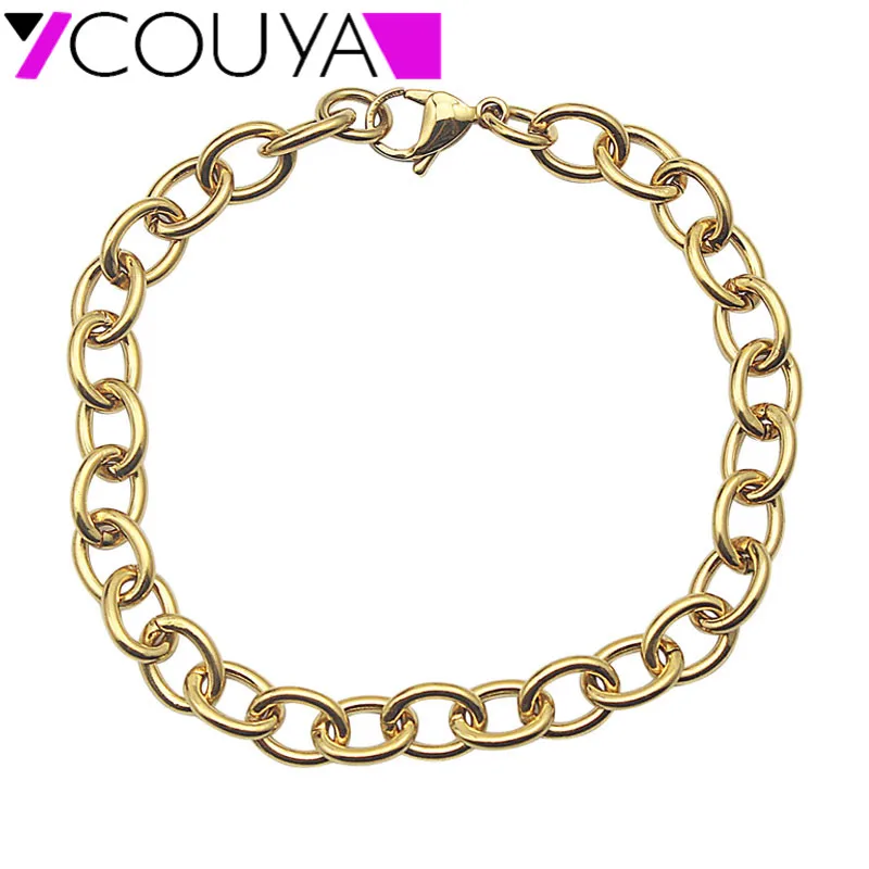 

Gold Color Classic Trendy 22.5CM Bracelets For Men Fashion Jewelry Men's Gold Chain & Link Bracelet B10023
