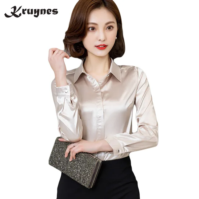 ladies gold satin blouse