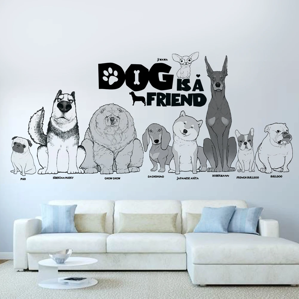 Carlin Chiot Chien Animal Drôle 3D Wall Sticker Murale Decal Poster Kids Room CS23