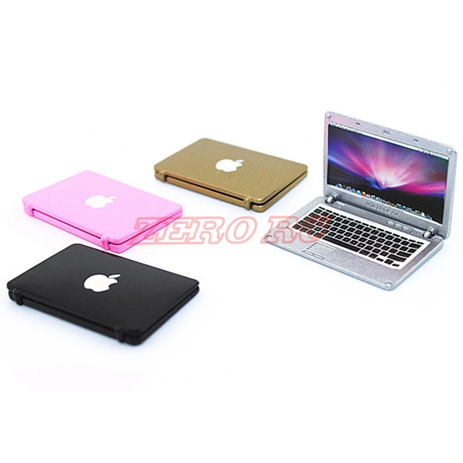 

1PC RC 1/10 Scale Truck Accessories 1:12 Metal Realistic Apple Laptop Computer For AXIAL SCX10 90046 90047 TRX-4 JEEP Wrangler